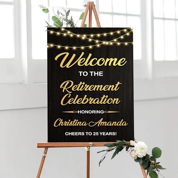 Personalized Retirement Yard Sign, Personalized Lawn Decoration for Happy Retirement Celebration, Outdoor Welcome Board for Party Entrance, Event Decor for Coworker Farewell Party, 12x18 Inch #3