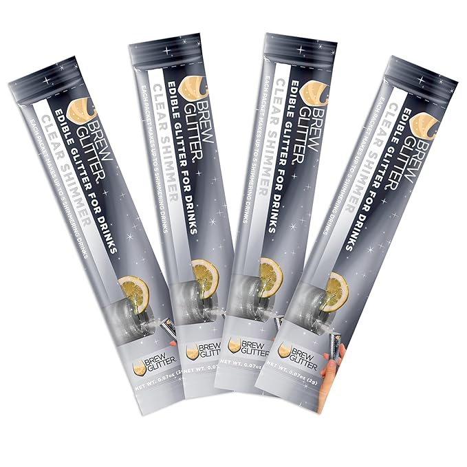 Brew Glitter Clear Edible Drink Glitter 4 x 2g Packets for Cocktails, Beer, Wine & Beverages