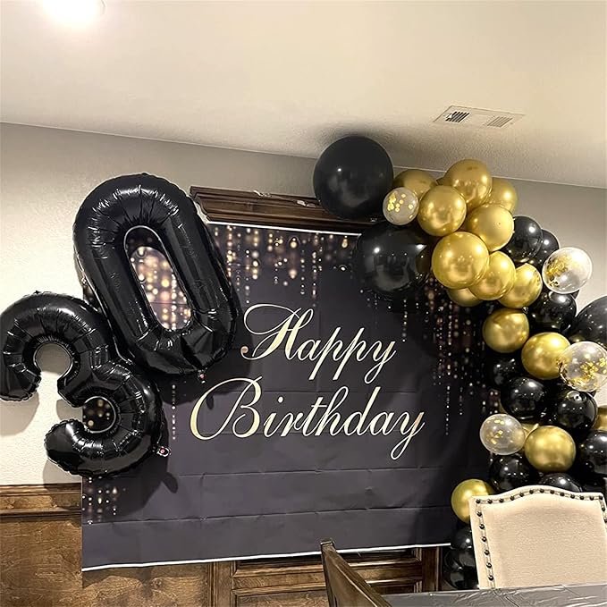 Black 16th Birthday Balloons for Boys Girls, 40 Inch Big Black Mylar Foil Number 1 and 6 Balloons Self Inflating Black 16 Balloons Number for Men Women 16th Anniversary Party Decorations Supplies