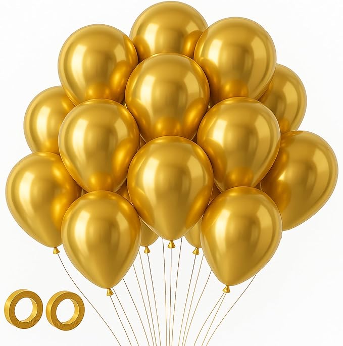 105pcs Metallic Gold Balloons 12inch Party Latex Balloons for Birthday Graduation Baby Shower Wedding Anniversary New Year Party Decorations
