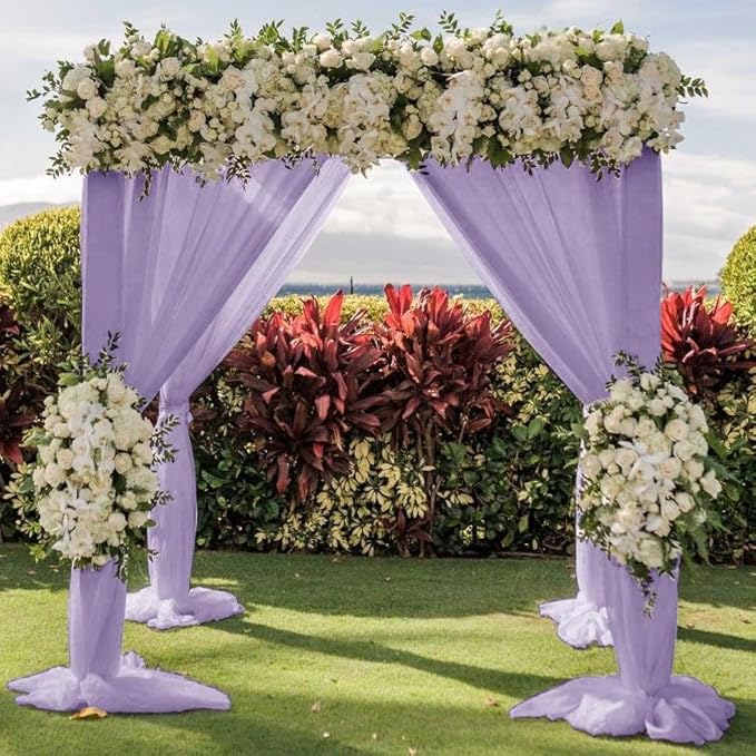 Wedding Arch Draping Fabric 30'' x 18FT Sheer Chiffon Arch Drape Backdrop 2 Panel Lilac Drapes for Easter Bridal Shower Baby Shower Photo Booth Church Decor Birthday Party Outdoor Decoration
