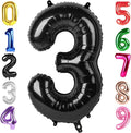40 Inch Black Number 3 Balloon, Giant 3 Number Balloons for 3rd Birthday Decorations, Party Supplies for Baby Boy Girl, Black Party Decor