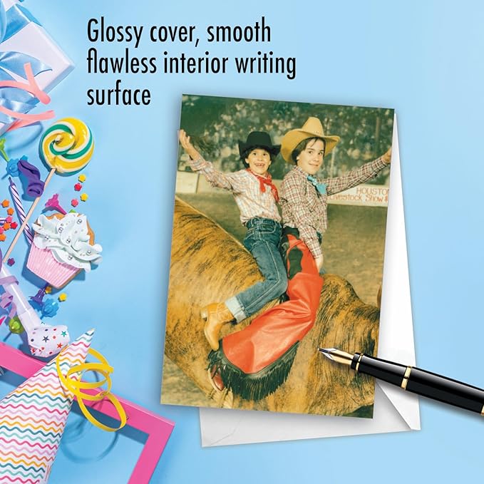 NobleWorks - 1 Happy Birthday Card with Envelope - Funny Photos, Birthday Humor Notecard - Bucking Bull C7344BDG