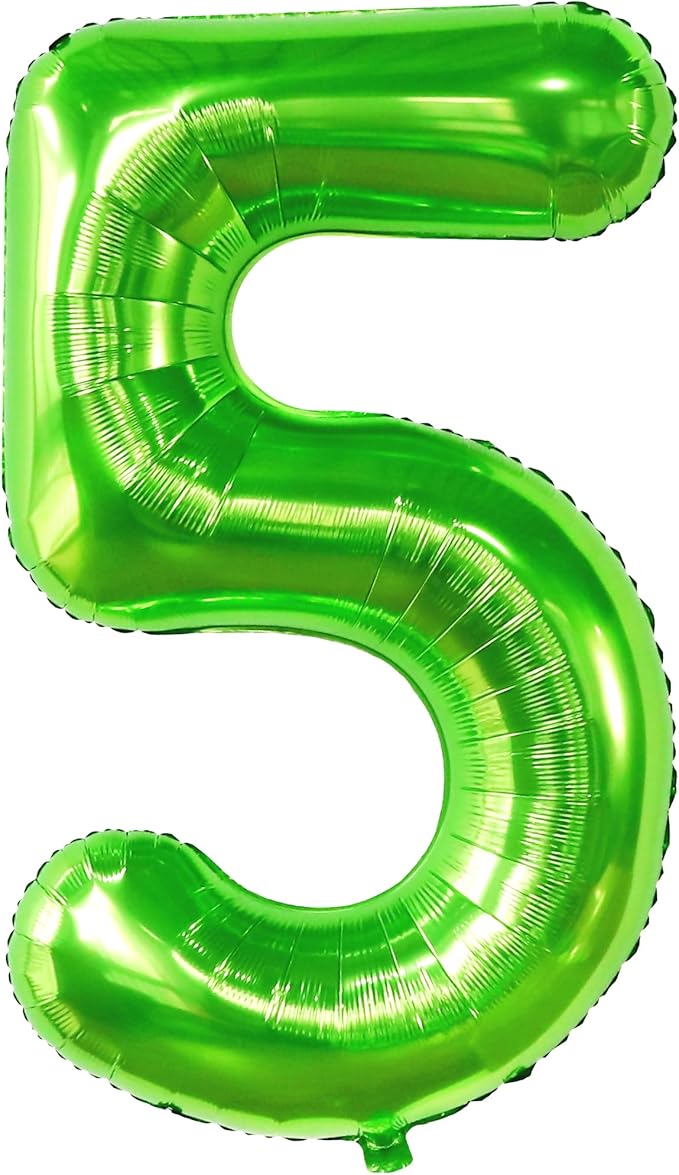 KatchOn, Light Green 5 Balloon Numbers - 40 Inch | Balloons for 5th Birthday Decorations for Boys | 5th Birthday Balloons | Dinosaur Party Decoration | Number Balloons for Anniversary Decorations