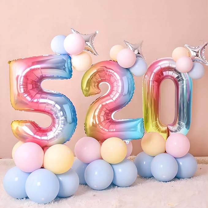 Rainbow Number Balloons Birthday Balloons - Giant Number 0 Balloon 40 inch, Numbers Balloon Birthday Decorations, Rainbow Party Supplies for Baby Shower
