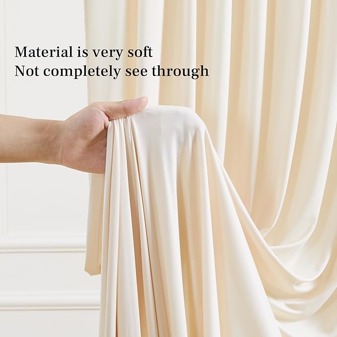 8x10FT Champagne Backdrop Curtains for Wedding Parties, Wrinkle Free Polyester Photography Backdrop Drapes for Baby Shower Birthday Parties Stage Background Stand Decorations 4x10ft,2 Panels