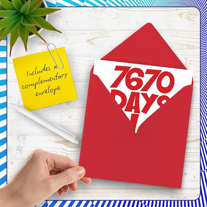 21st Birthday Card for Men Women Him Her - 7670 Days Old - Funny Adult Twenty-One Twenty-First Happy Birthday Card for Brother Sister Son Daughter Cousin, 5.7 x 5.7 Inch Humor Joke Greeting Cards