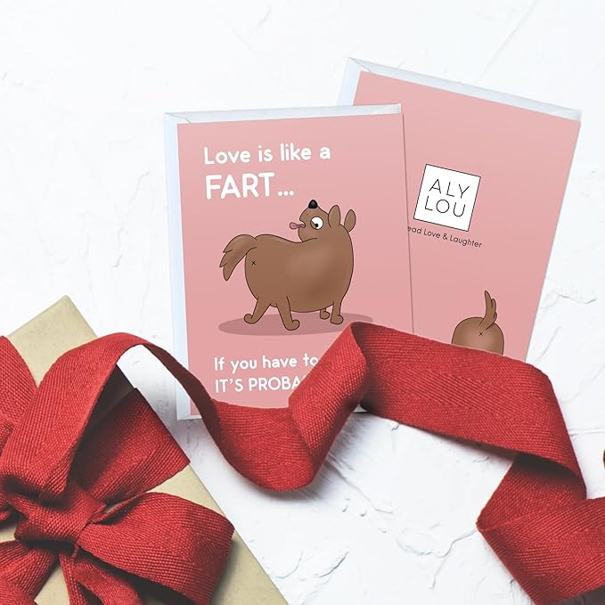 Anniversary Card Mothers Day Birthday for Mom Dad Wife Husband Girlfriend Boyfriend Stepmom Aunt Parents – Cute Funny Sarcastic Greeting Card for Father’s Day – Blank Inside (Love Is Like a Fart...)