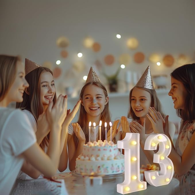 13th Birthday Decorations for Girls Boys,13th Birthday Party Decorations for Centerpieces Table,Light Up Numbers 13 Sign for Party Backdrop Wall Decor for 13 Wedding Anniversary Decoration