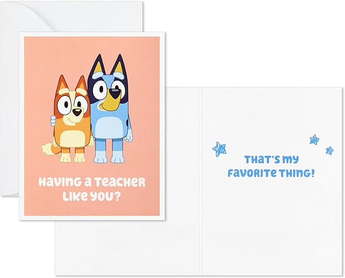Hallmark Bluey Valentines Day Cards for Kids with Pop Up Mailbox for Classroom Exchange (1 Box, 32 Cards, 35 Stickers, 1 Teacher Card)