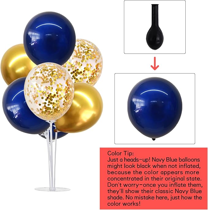 TONIFUL 6 Set Navy Blue Gold Balloon Centerpieces for Table,Balloon Arch Kit for Graduation Decorations 2026 Class of 2026 Party Decorations,Retirement,Anniversary,Birthday Decoration