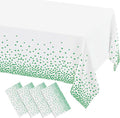 misaya 4 Packs Dot Disposable Table Cloth, 54 x 108 Inch Waterproof Plastic Tablecloth, Rectangle Green Dots in White Table Covers for Easter, Picnic, Birthday, Party