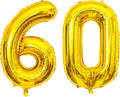 SINBEE Gold 40inch Number Balloon for Party, 60 Mylar Foil Digital Balloon for Birthday, Anniversary, Decorations Supplies (Gold 60, 1.0 Count, 40 inches, Reusable, Unisex)