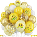 Sunflower Yellow Gold Balloons - 12 Inch Sunflower Bee Theme with Metallic Gold Confetti Balloon for Kids Birthday Baby Shower Party Decorations