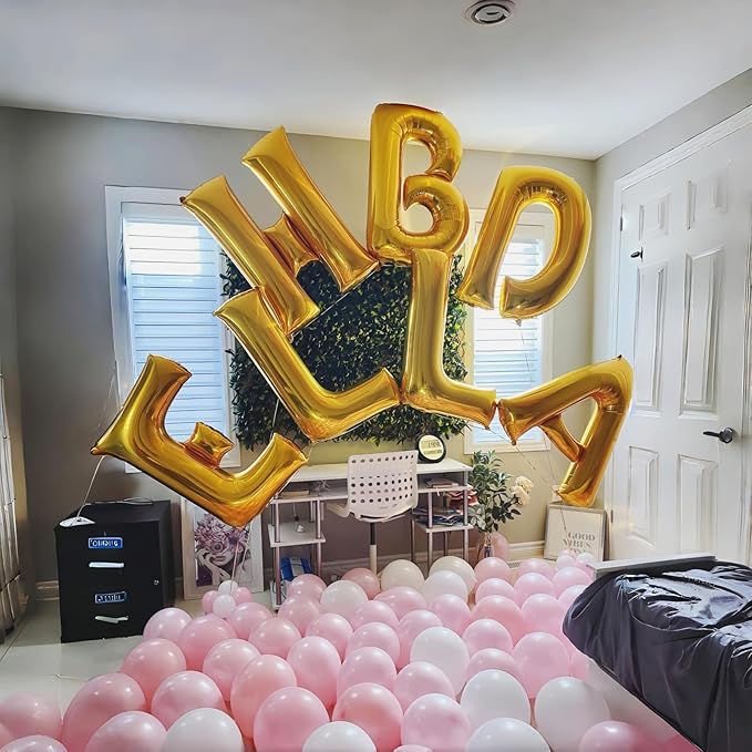 Custom Letters Balloon Gold, Large Helium Alphabet Name Balloon D Decor, 40 Inch Self Inflating Mylar Letter Foil Word Customize Balloons for Girls Women Birthday Anniversary Party Decoration Supplies