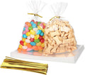 RICEDUO 100-Pack Cellophane Treat Bags with Twist Ties - 4x6 Inch Clear Party Favor Bags for Candy, Cookies, Birthday Goodies, Baby Showers & Holiday Gift Wrapping