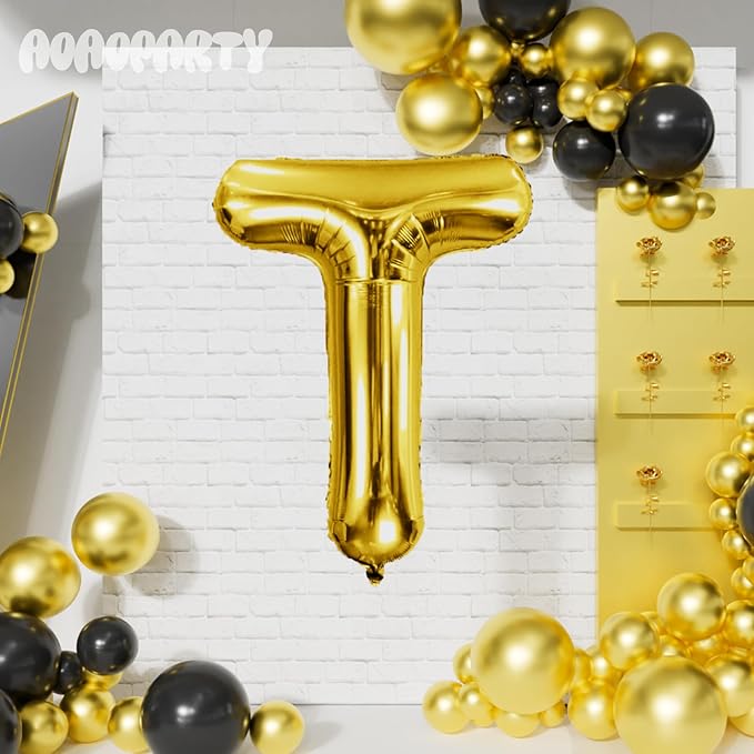Letter Balloons 40Inch Large Giant big Foil Mylar Gold Balloons T for Birthday Party Decorations