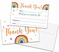 Kids Thank You Cards Fill in the Blank, Boho Rainbow Thank You Cards, Rainbow Greeting Cards, Thank You Notes For Boys Girls, Birthday Party Decorations Favors (20 Cards With 20 Envelopes) -11