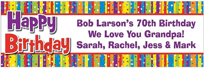 Colors & Confetti Birthday Custom Banner - Small - Party Decor - 1 Piece