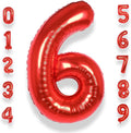AULE 40 Inch Big Red 6 Balloon Number Large Foil Helium Number Balloons 0-9 Jumbo Giant Happy 6th Birthday Party Decorations for Boy or Girl Huge Mylar Anniversary Party Supplies