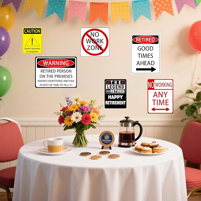 9Pcs Retirement Party Decorations Signs Table Centerpieces Funny Retirement Gifts for Women & Men Picture Props Door Windows Wall Decor Retirement Party