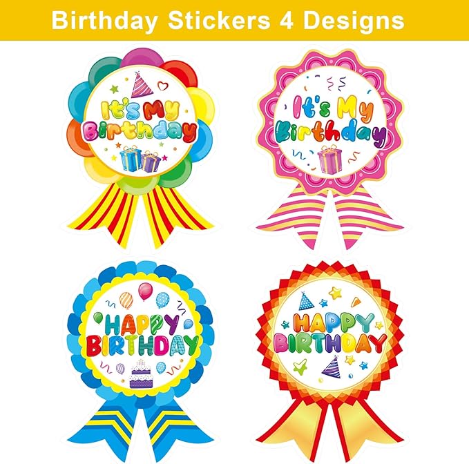 Fancy Land Happy Birthday Badge Stickers for Kids It's My Birthday Stickers Home Classroom Party Decoration 200 Pcs Rainbow