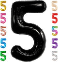 KatchOn, Black Number 5 Balloon Foil - Giant, 40 Inch | 5 Birthday Balloon Black, 5th Birthday Decorations for Boys | Black 5 Number Balloon, 5 Year Old balloon, 5th Birthday Decorations Girl