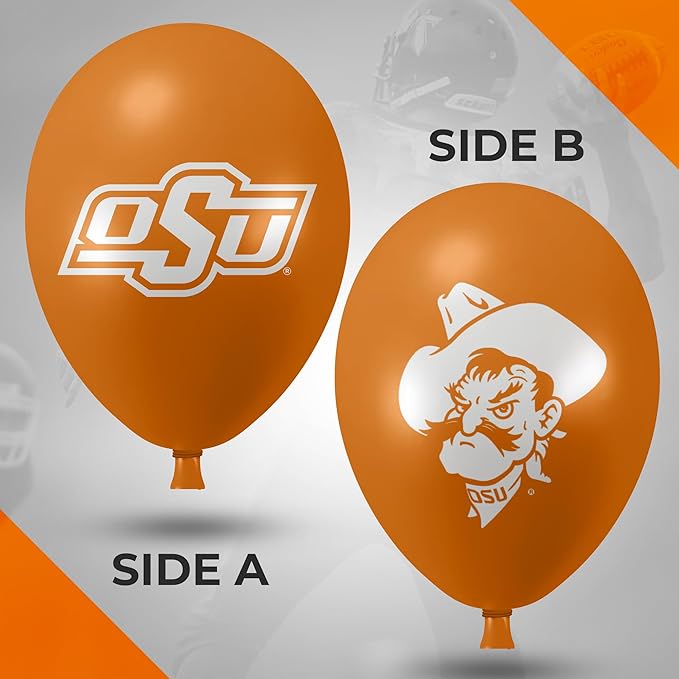 Oklahoma State Cowboys Balloons 10 Pack 11" Official Licensed Logos, Helium Quality Latex Balloons, Perfect for College Football Team Celebration, Decorated Front and Back by Westrick