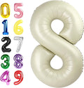 Balloon 8 Numbers, 40 Inch Cream Fiol Large Ballon for Women And Men, Balloons Decoration for Happy 8 18 28 80 Birthday, Wedding Anniversary, Christmas, New Year, Halloween Party Decoration
