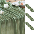 Wokceer Sage Green Cheesecloth Table Runner Spring 3Pack 10FT Boho Gauze Easter Cheese Cloth Table Runner for Party Christmas Sheer Runners for Baby Bridal Shower Wedding