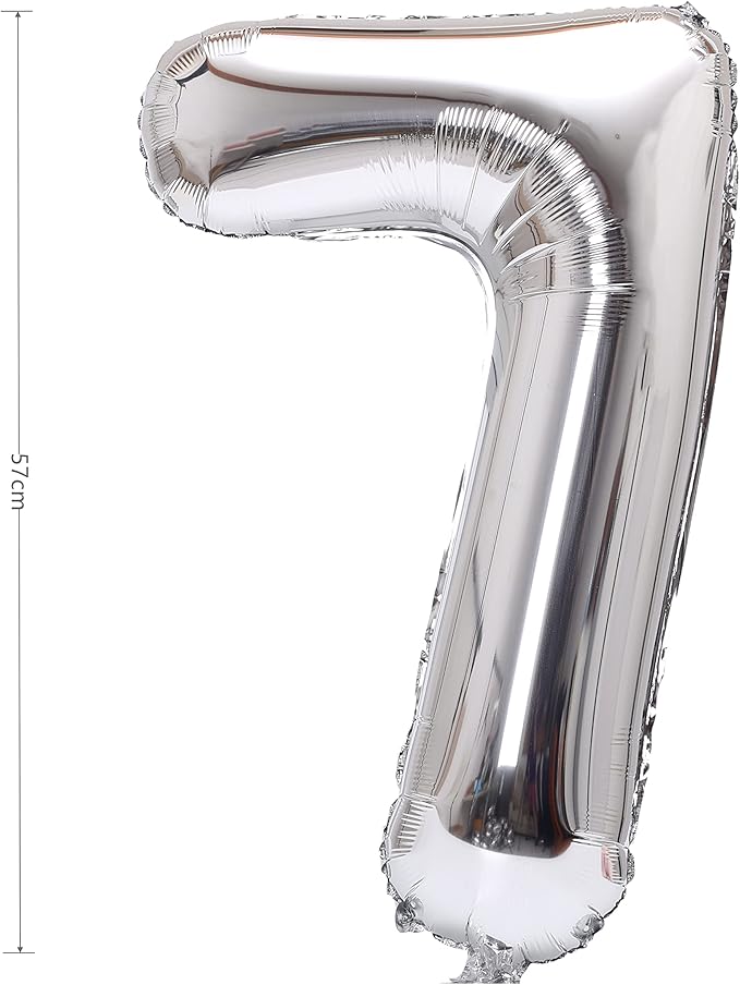 YPSelected 32 Inch Large Foil Helium Number Balloon Birthday Wedding Party 0-9 (Silver, 7)