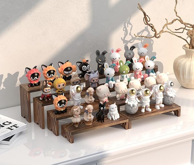 4 Set Wooden Tiered Riser Display Stands for Vendor Events,Stackable Wooden Cupcake Display Stand,Dessert Table Display Set Risers for Decor,Vendor Booth Display Items,Food Display Risers for Party（12-11.2-10.4-9.6IN）