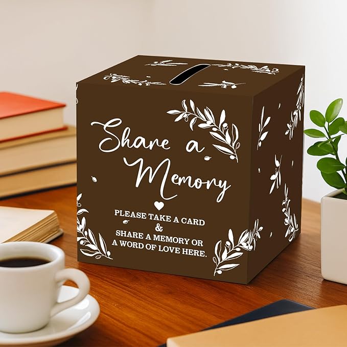 Pajean 50 Pcs Share a Memory Cards for Collections of Life, Memory Cards Box for Guest Ideas Funeral Graduation Wedding Bridal Shower Birthday Anniversary Retirement(Brown,Trendy)