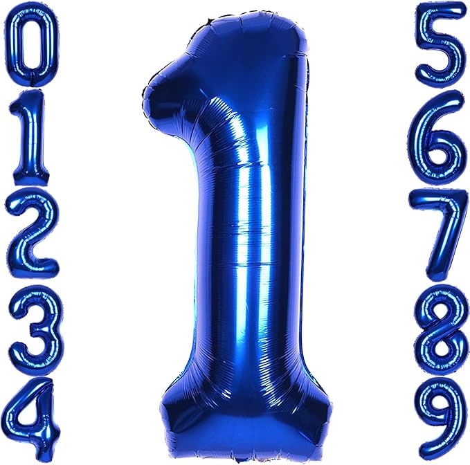 40Inch Navy Blue Number 1 Balloon Large Helium Royal Blue Number Balloons 0-9 Giant Digital 1st Foil Mylar Big Party Balloon for Boy Birthday Party Anniversary Graduation Decorations