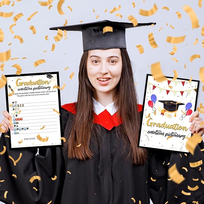 Yangmics Direct 2025 Graduation Party Card,Graduation Table Cards,Graduation Emoticons Pictionary Theme,30PCS Graduation Party Ideas Activities Supplies Decor for Class