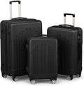 Karl home Luggage Sets 3 Piece, ABS Hardside Suitcase Set with Double Spinner Wheels & TSA Lock for Travel Business, 3-Piece Set (20/24/28), Black