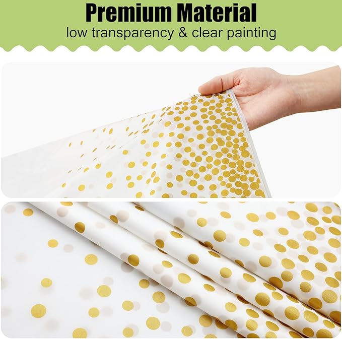 Smiry Disposable Table Cloth - 12 Pack, 54 x 108 Inch Waterproof Rectangle Tablecloths for New Years, Decorative Plastic Table Cover, Leakproof & Sturdy, White & Gold