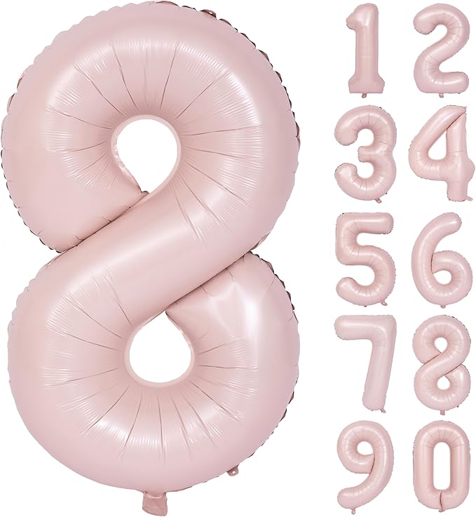 40 In Matte Pink Number Balloons Helium Foil Mylar Balloon Birthday Party banquet Decoration Digital 8