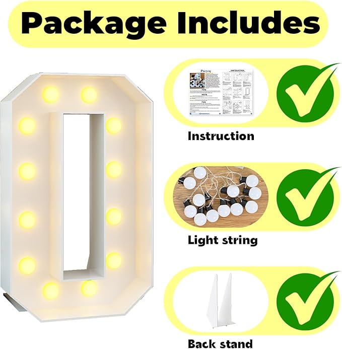 Light Up Number 0 White Large Marquee 4ft Numbers with Lights Mosaic Frame Slots-in Letter 0 for Birthday Party Decorations Pre-Cut Cardboard Giant Cut-Out Thick Foam Board 2025 Sign Graduation
