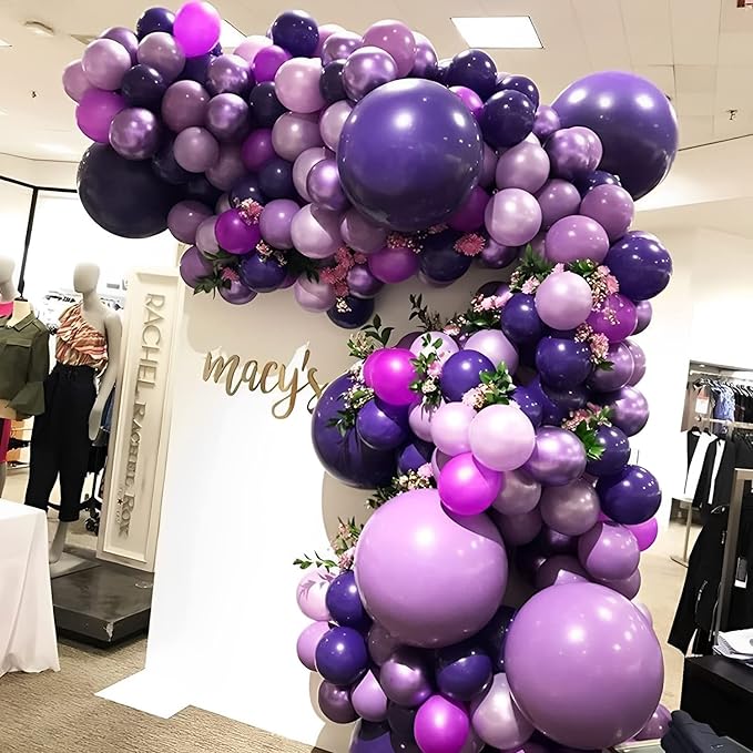 105pcs Dark Purple Balloons 12inch Party Latex Balloons for Birthday Baby Shower Halloween Wedding Valentine's Day Party Bachelorette Decorations