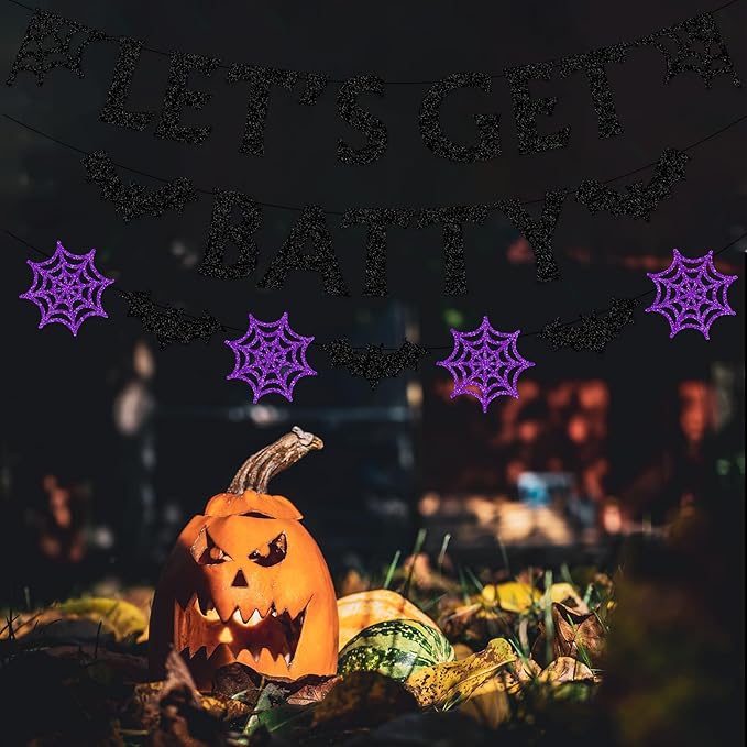 Halloween Black-Purple Spider-Web Party-Decorations Banner - 8pcs Paper Bats Spiders Hanging Swirls Streamers,Indoor Room Porch Wall Ceiling Garland, Baby Shower Birthday Supplies Decor Panduola