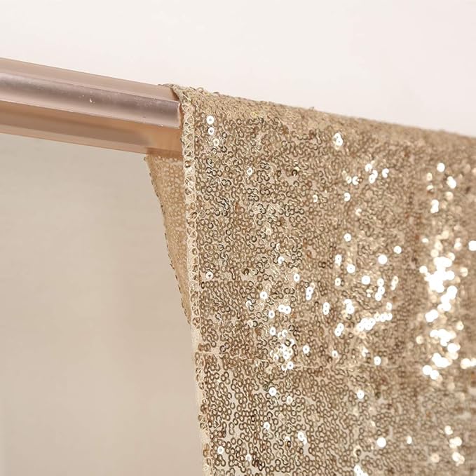 Juya Delight 8ft x 8ft Light Gold Sequin Backdrop Curtain for Party Festival Wedding Photography