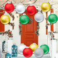 20 PCS Outdoor Christmas Decorations, 11 Inch Large Inflatable Balls, Ornaments for Front Door Yard, With Pump for New Year Festive (Red, Green, White, Gold, Silver)