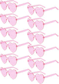 12/26/36 Pairs Rimless Heart Shaped Sunglasses Transparent Glasses Bulk Fun Sunglasses for Party Favors