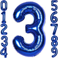 40Inch Navy Blue Number 3 Balloon Large Helium Royal Blue Number Balloons 0-9 Giant Digital 3rd Foil Mylar Big Party Balloon for Boy Birthday Party Anniversary Graduation Decorations
