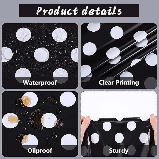Kesfey 3 Packs Black Polka Dot Plastic Table Cloth 54x108 Inch Black and White Dots Mini Mouse Tablecloths Disposable Black Waterproof Picnic Table Covers for Rectangle Tables Birthday Party Supplies