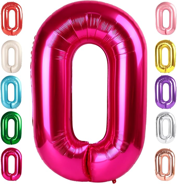 Number 0 Balloons 40 Inch Hot Pink Number Balloons for 10 20 30 40 50 60 70 80 90 100 Numbers Balloon Birthday Decorations Wedding Event Baby Shower