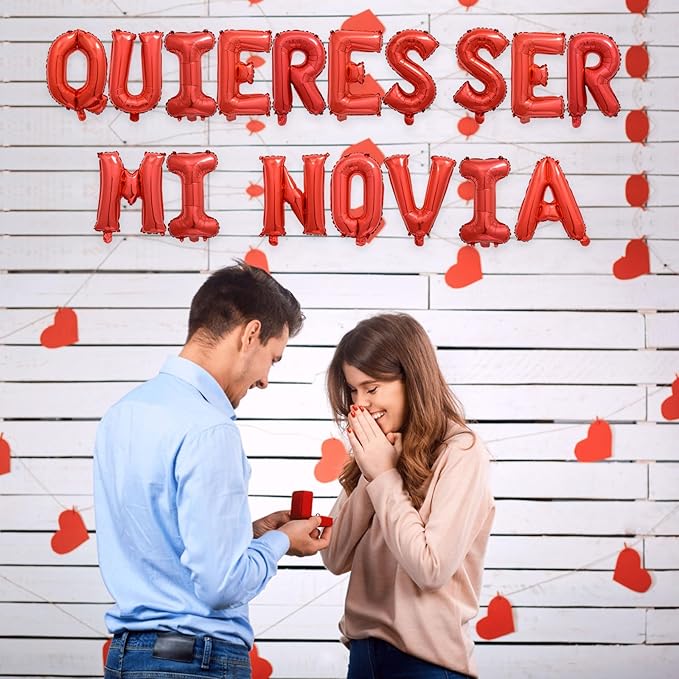 2 Set 34Pcs Red QUIERES SER MI NOVIA Letter Balloons 16in Balloon Foil Letter Decorations Party Decor Red Letter Balloons QUIERES SER MI NOVIA Party Supplies