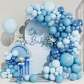 Baby Blue Balloon Arch Garland Kit, Metallic Macaron Pastel Light Blue Confetti Balloons, Different Sizes Balloons for Baby Shower, Birthday, Wedding, Ocean Themed Party Decoration