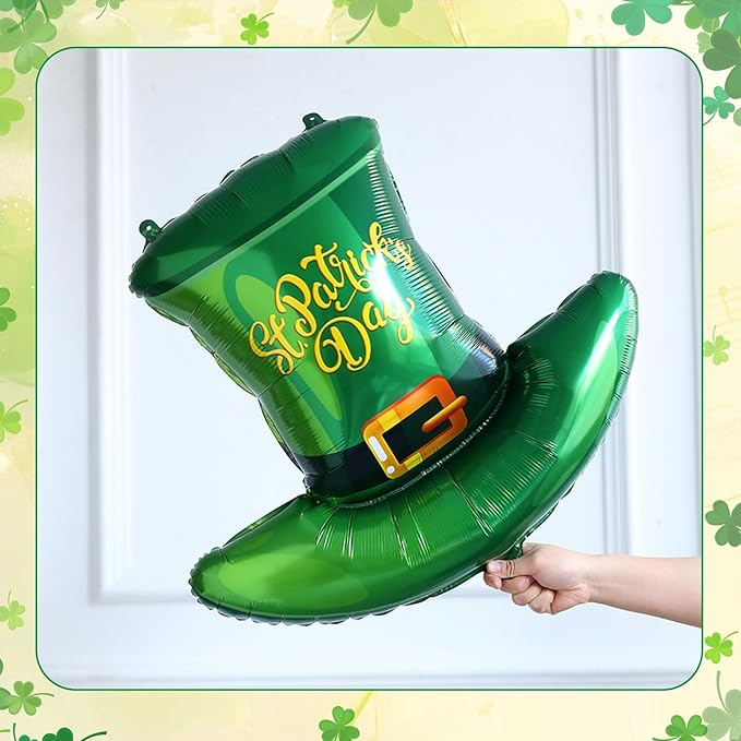St. Patrick's Day Balloon Arch Kit,161Pcs Green Gold Balloon Garland with Rainbow,Shamrock,Top Hat,Beer Cup,Horseshoe Foil Balloons for St Patricks Day Irish Festival Lucky One Spring Party Decoration